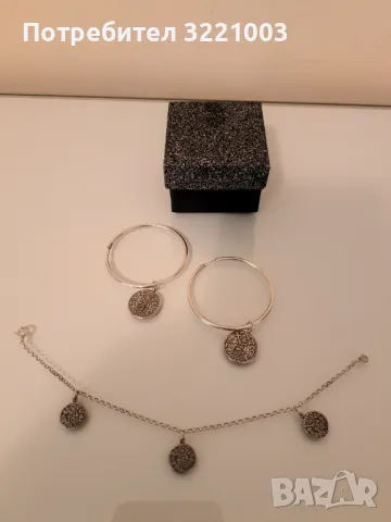 Комплект дамски сребърни бижута, снимка 4 - Обеци - 50410023