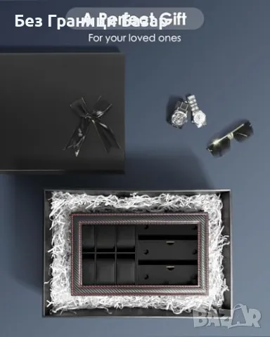 Нова Кутия за часовници и бижута – 6 слота, ключалка, стъклен капак, снимка 6 - Други стоки за дома - 49867570