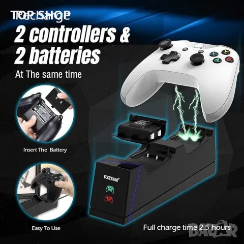 Двойна зарядна станция Yccteam, съвместима с X-One/X-One S/X-OneX контролер, снимка 2 - Nintendo конзоли - 49265185
