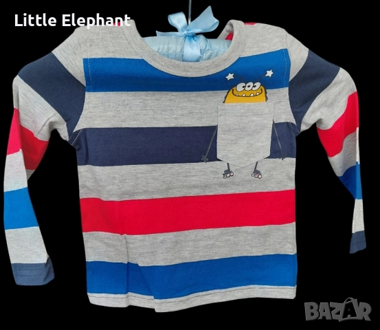 Блузка с дълъг ръкав за 12-18 мес момченце райе извънземен кънкьор,Англия/нова