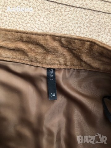 Пола висока талия с копчета естествена кожа Only, снимка 6 - Поли - 28371408