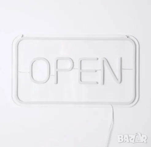 Светеща табела, Лампа ОТВОРЕНО/ OPEN, бяла 41см, снимка 3 - Декорация за дома - 47576471
