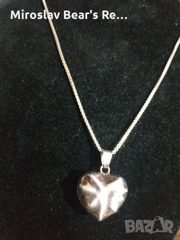 Красиво сребърно колие - синджир със сърце , печаи 925, снимка 2 - Колиета, медальони, синджири - 35312912