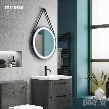 Кръгло огледало ЛЕД LED осветление, 50 см, стенно огледало 16, снимка 2 - Огледала - 51542108