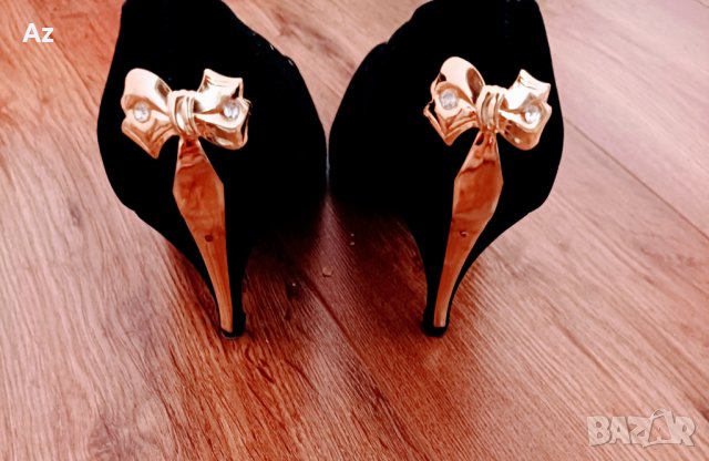 Обувки с ток панделка 🎀, снимка 1 - Дамски елегантни обувки - 40100014