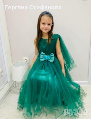 🍀Уникална празнична рокля в зелено🍀 Размери -6г.7г.8г.9г.10г. Цена -60 лв, снимка 4 - Детски рокли и поли - 38768608