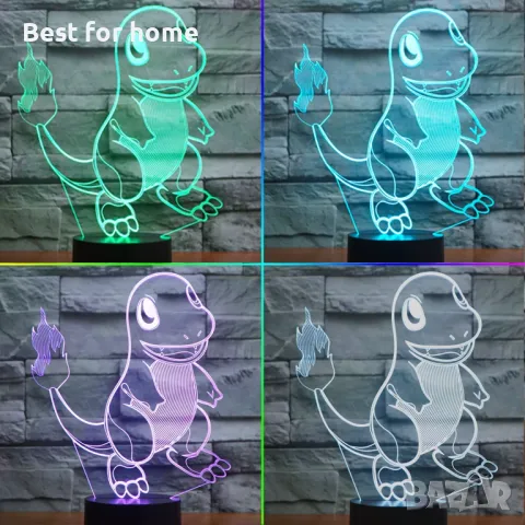 3D Лампа на Pokemon Charmander, снимка 3 - Детски нощни лампи - 48694529