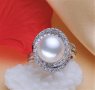 Сребърен пръстен с естествена, бяла перла