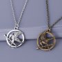 Колие от филма Игрите на глада 1 Сойка присмехулка Hunger Games Mockingjay цвят сребро и старо злато, снимка 8