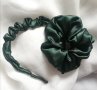 Набрана диадема + скрънчи - тъмнозелен сатен, снимка 3