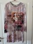Туника нова еластична рокля винтидж рози ръкописни надписи Италия, снимка 1 - Туники - 43057344
