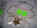 КРАСИВО ФЛОРАЛНО МАРКОВО ВИНТИДЖ АРТ БРОНЗОВО КОЛИЕ ОГЪРЛИЦА с ШЛИФОВАНИ КАМЪНИ 30159, снимка 4