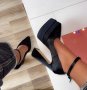 Обувки на ток - черен сатен - VT2, снимка 1 - Дамски обувки на ток - 35933843