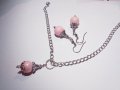 Изящен подаръчен комплект бижута с розови перли !, снимка 8