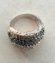 Масивен сребърен пръстен с с бели и черни кристали Сваровски, снимка 4