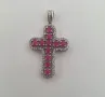 Сребърен Кръст с Рубини, Сапфири, Изумруди, снимка 3