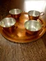 Меден поднос с 4 медни калайдисани чашки, снимка 1