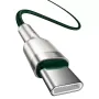 Кабел Type-C към Type-C, BASEUS cafule, 1m, 5A, 100W, – Green, снимка 3