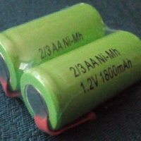 Акумулаторни батерии 2/3AA 1800mAh, снимка 1 - Друга електроника - 26665562