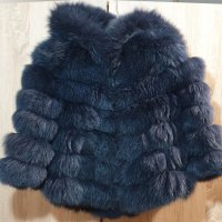 Палто от естествен косъм в тъмно син цвят, снимка 3 - Якета - 38721395