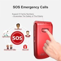 Нов Мобилен телефон с големи бутони за възрастни Отключен SOS бутон, снимка 4 - Други - 44051524