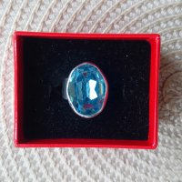 Сребърен пръстен със син камък, снимка 5 - Пръстени - 44014070