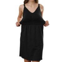 IloveSia- L-Безшевна черна рокля за бременни и кърмачки , снимка 2 - Рокли - 43095882