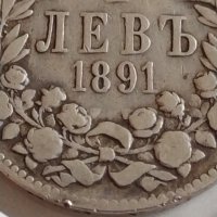 Сребърна монета 1 лев 1891г. Княжество България Княз Фердинанд първи 42085, снимка 4 - Нумизматика и бонистика - 43799609