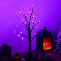 Изкуствено дърво , настолна LED лампа,24 светлини-лилав цвят , снимка 1 - Настолни лампи - 43337594
