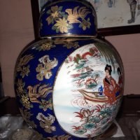 Сатцума Satsuma стара голяма ваза буркан порцелан маркирана, снимка 5 - Антикварни и старинни предмети - 43170926