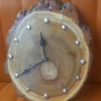 Стенен часовник, от резен на пън, дървен, снимка 7 - Стенни часовници - 38219983