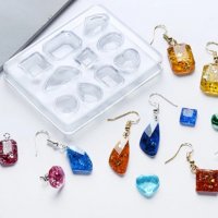 10 форми диаманти камъни силиконов молд бижутерски сладкарски смола изделия ръчна изработка обеци , снимка 1 - Форми - 18546858