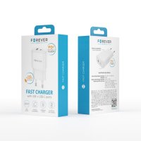 Fast Charger Forever Бързо Зареждащо зарядно за телефон, 20W, USB + USB-C, снимка 5 - Друга електроника - 42988868