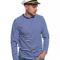 Нов мъжки моряшки комплект: моряшка блуза с дълъг ръкав и капитанска шапка, снимка 4 - Блузи - 32771009