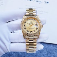 Унисекс часовник Rolex Day-Date Champagne 18К Gold с автоматичен механизъм, снимка 2 - Мъжки - 38207196