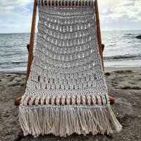 Ръчно плетени столове от макраме тип шезлонг за плаж ,бар , ресторант, снимка 4 - Градински мебели, декорация  - 39448348