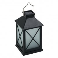 Соларен фенер с изкуствен пламък, черен, снимка 1 - Декорация за дома - 32631362