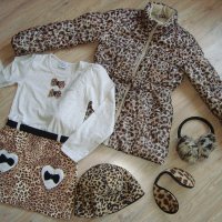 Леопардова туника и шапка , снимка 1 - Детски якета и елеци - 26880829
