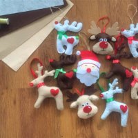 Коледна декорация / Коледни играчки за елха от филц ръчна изработка дядо Коледа , снимка 4 - Декорация за дома - 34909882
