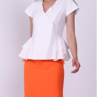 Дамска пеплум блуза в цвят екрю Colour Mist - 2XL, снимка 1 - Блузи с дълъг ръкав и пуловери - 43101835