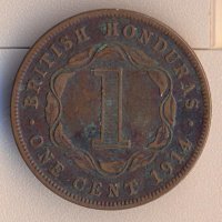 Британски Хондурас = Белиз 1 цент 1914 година, тираж 175 хиляди, снимка 1 - Нумизматика и бонистика - 40046056