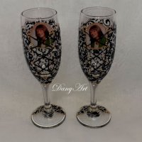 Ръчно рисувани и декорирани чаши за вино, снимка 7 - Чаши - 33593595