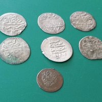 Колекция НЕПРОБИТИ 7 ахчета акчета ахче акче сребърни Османски монети мангъри, снимка 3 - Нумизматика и бонистика - 43082774
