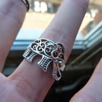 Сребърен пръстен със слон, халка 1.9, снимка 2 - Пръстени - 43854398