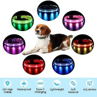 Нов Акумулаторен светещ нашийник за кучета със 7 LED цвята, снимка 8 - Други - 43198753