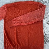 Блуза теракота, ръкави тюл, снимка 3 - Блузи с дълъг ръкав и пуловери - 43056866