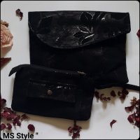 Комплект дамска чанта + портфейл от естествена кожа, снимка 2 - Чанти - 20852632