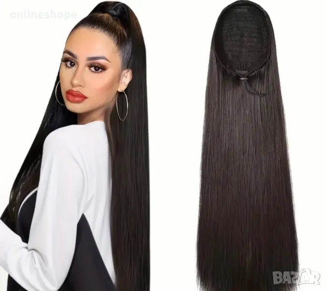 100% Естествена Коса – Опашка с Клипс, 40см, 100гр, снимка 1