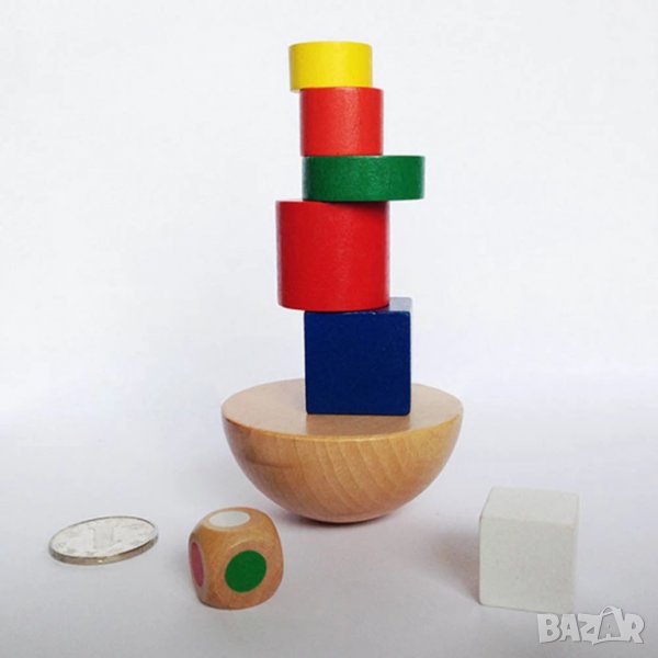 3614 Кула от дървени геометрични блокчета, снимка 1