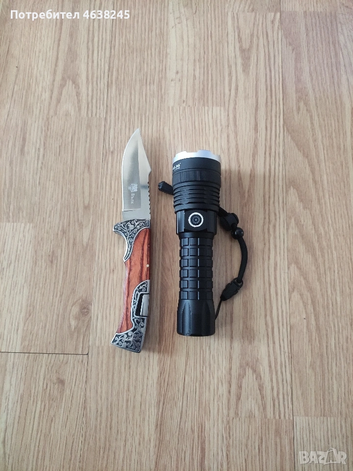 мощен фенер + сгъваем нож , снимка 1